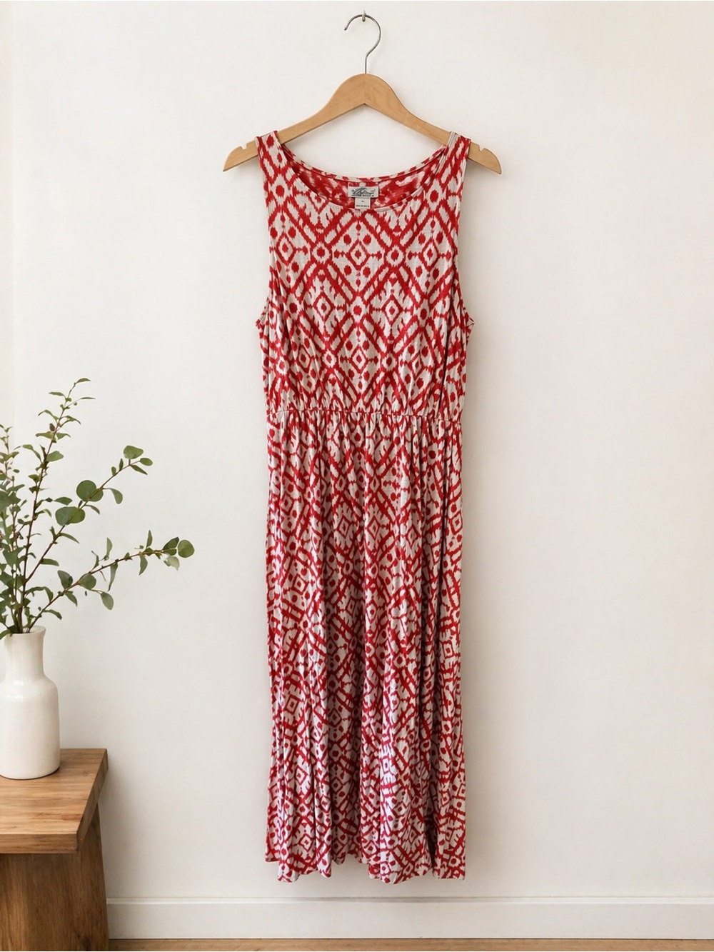 Orange Printed Sleeveless Maxi Dress
